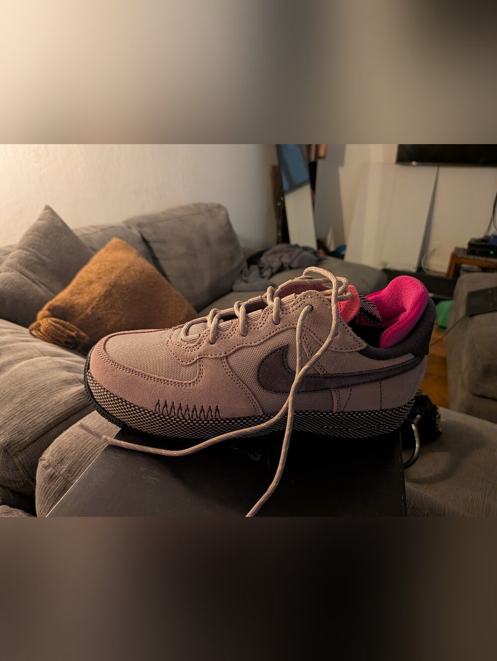 Nike Women’s Taupe Sneakers with Pink Lining